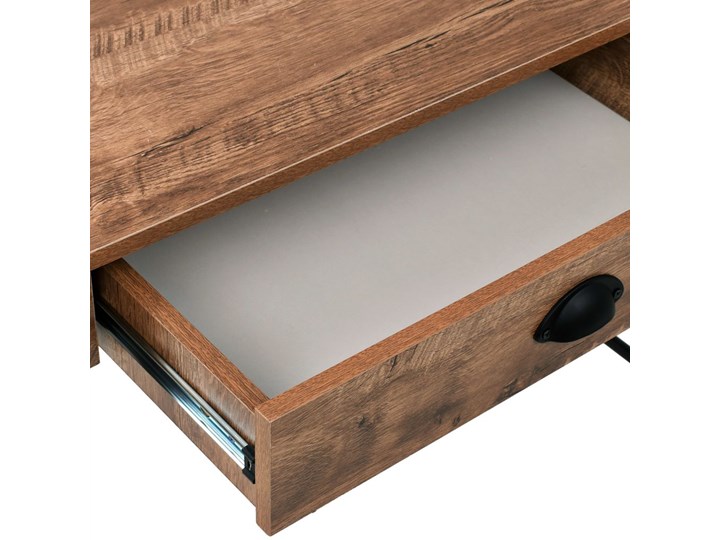 vidaXL Biurko z szufladą, 110 x 55 x 75 cm, kolor dębowy Drewno Biurko konsola Biurko komputerowe Stal Płyta MDF Głębokość 55 cm Szerokość 110 cm Styl Industrialny Kategoria Biurka