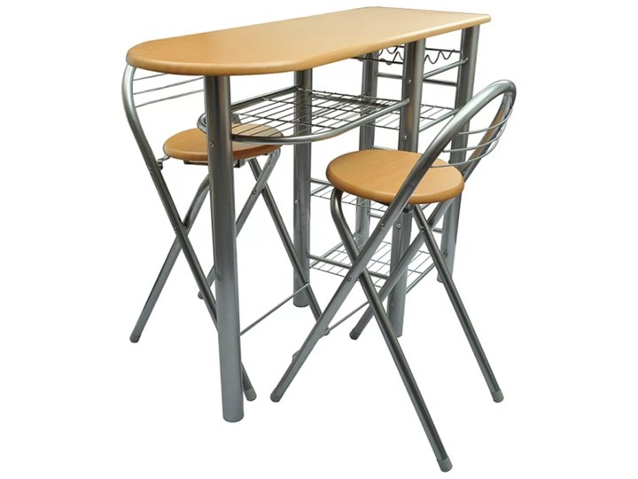 vidaXL Zestaw do baru lub kuchni, stół i krzesła, drewno Liczba krzeseł 2 krzesła Kategoria Stoły z krzesłami