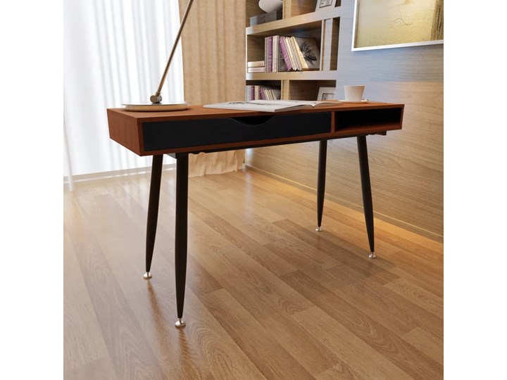vidaXL Brązowe biurko pod komputer Głębokość 55 cm Stal Szerokość 110 cm Płyta MDF Biurko konsola Kategoria Biurka