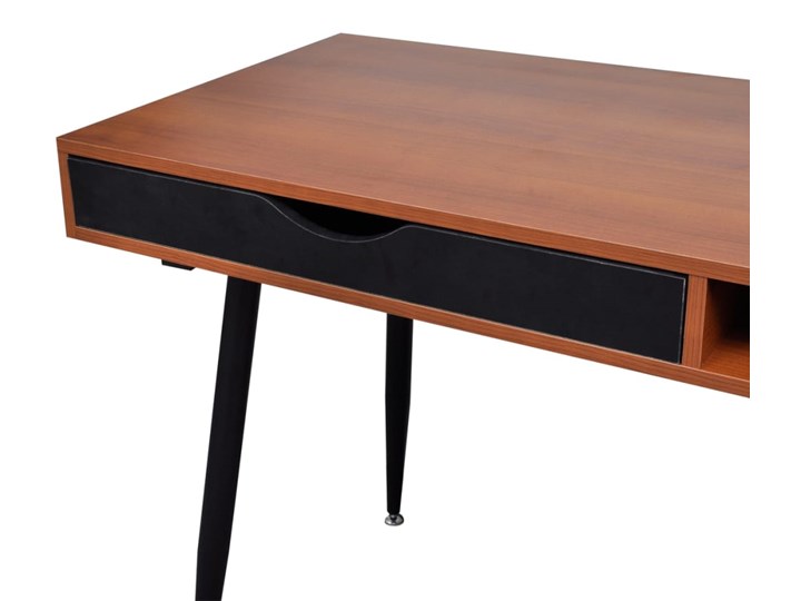 vidaXL Brązowe biurko pod komputer Szerokość 110 cm Biurko konsola Płyta MDF Stal Głębokość 55 cm Styl Skandynawski