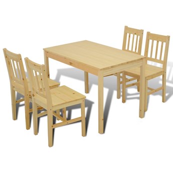 vidaXL Drewniany zestaw jadalniany stół z 4 krzesłami, naturalny