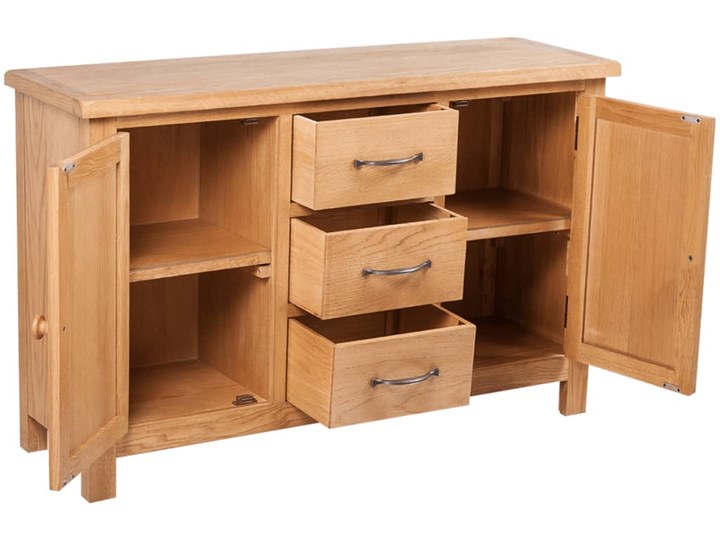 vidaXL Komoda z 3 szufladami, 110 x 33,5 x 70 cm, lite drewno dębowe Wykończenie Mat Płyta MDF Szerokość 110 cm Głębokość 34 cm Z szafkami i szufladami Pomieszczenie Sypialnia
