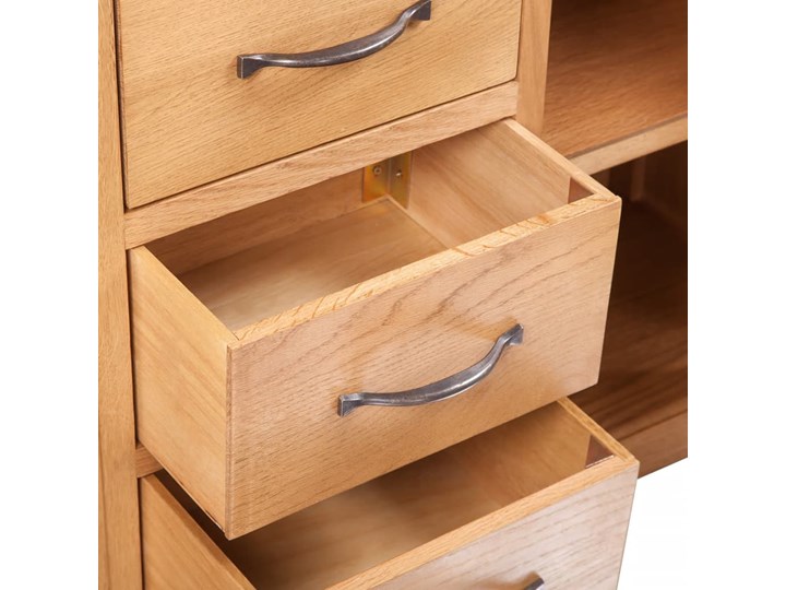 vidaXL Komoda z 3 szufladami, 110 x 33,5 x 70 cm, lite drewno dębowe Głębokość 34 cm Z szafkami i szufladami Szerokość 110 cm Kolor Brązowy Płyta MDF Pomieszczenie Pokój nastolatka