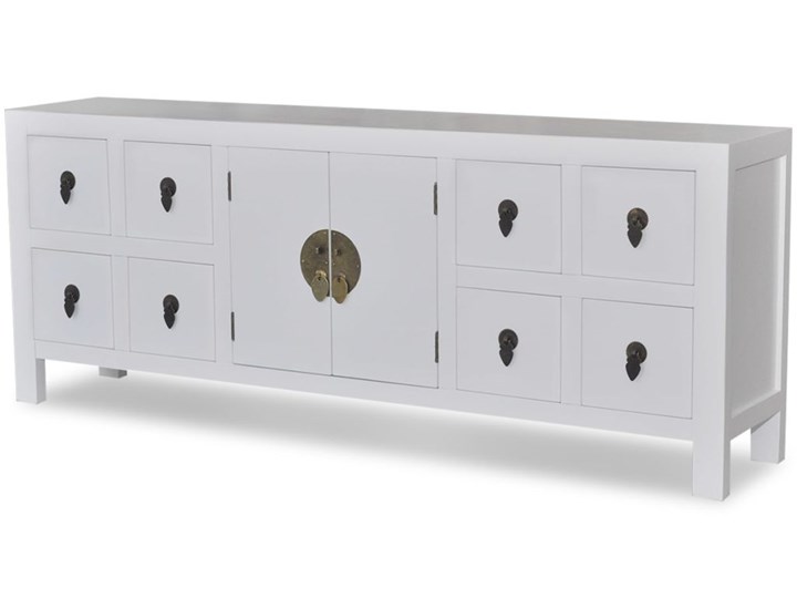 vidaXL Drewniana komoda azjatycka z 8 szufladami i 2 drzwiami Z szafkami Drewno Sosna Płyta MDF Głębokość 24 cm Kategoria Komody