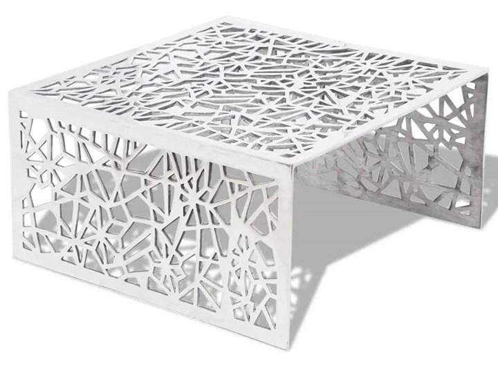 vidaXL Ażurowy stolik kawowy z aluminium, kolor srebrny Styl Nowoczesny Metal Wysokość 35 cm Kolor Biały