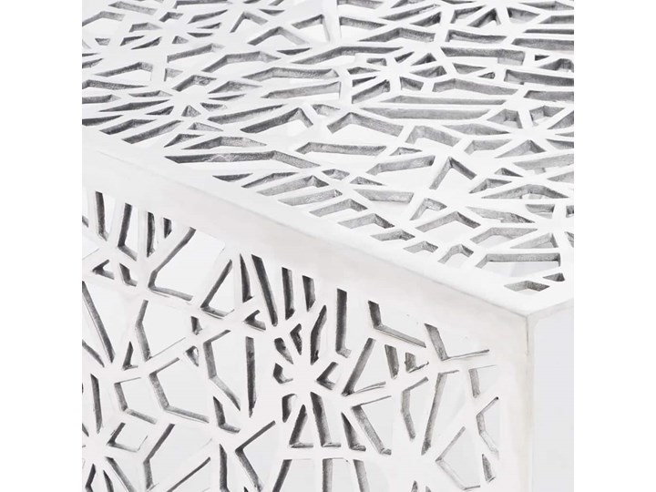 vidaXL Ażurowy stolik kawowy z aluminium, kolor srebrny Wysokość 35 cm Metal Rodzaj nóg Płozy