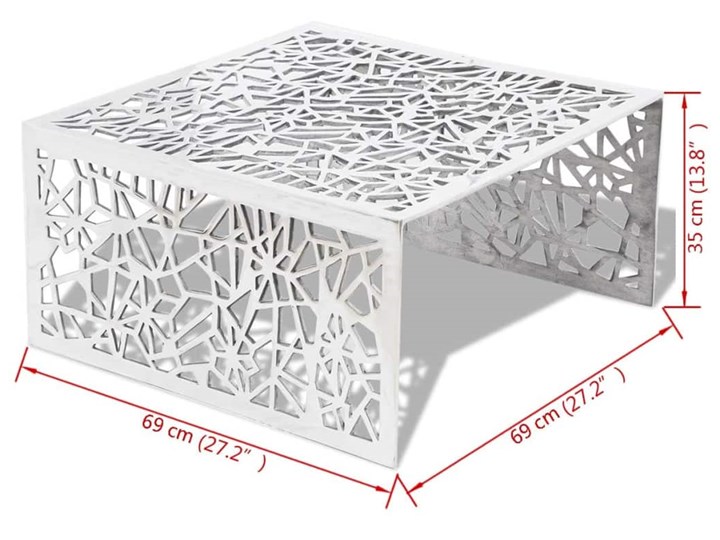 vidaXL Ażurowy stolik kawowy z aluminium, kolor srebrny Wysokość 35 cm Metal Kategoria Stoliki i ławy