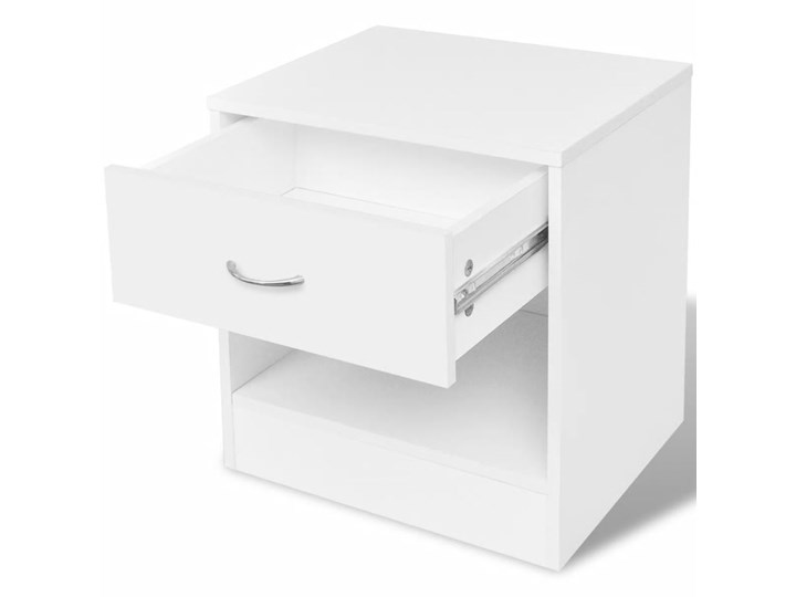 vidaXL 2 szafki nocne z szufladą, białe Płyta meblowa Styl Nowoczesny Uniwersalne Głębokość 31 cm Płyta MDF Płyta laminowana Wysokość 38 cm Szerokość 37 cm Kategoria Szafki i regały