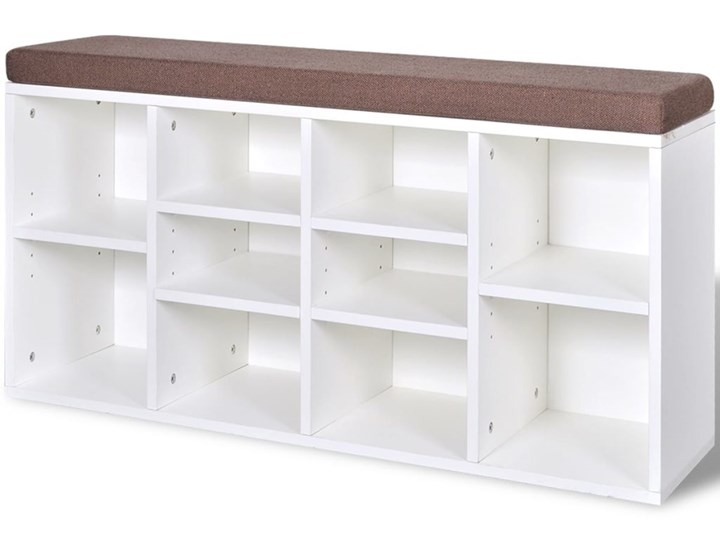 vidaXL Ławka z półką na buty, 10 przegródek, biała Kolor Biały