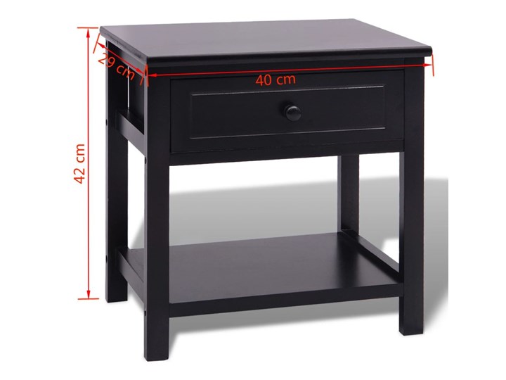 vidaXL Szafka nocna drewniana, czarna Płyta laminowana Drewno Głębokość 29 cm Szerokość 40 cm Nocne Uniwersalne Płyta MDF Wysokość 42 cm Typ Stojące