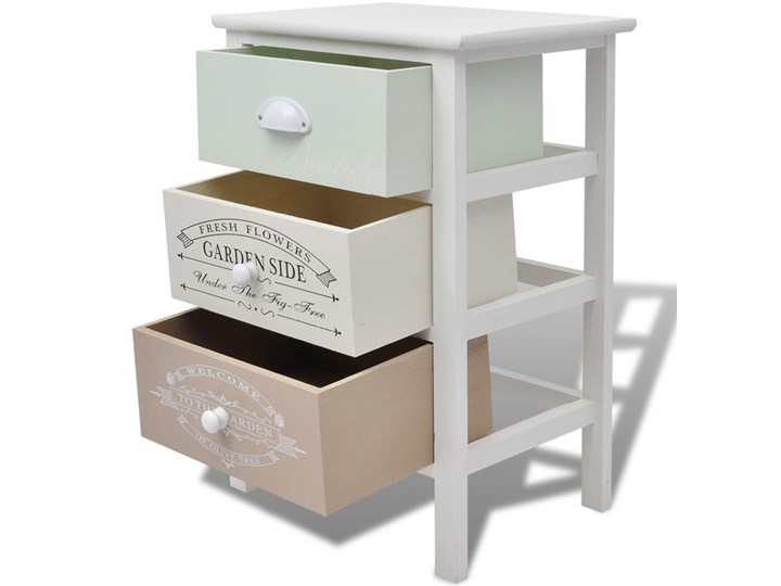 vidaXL Szafka francuska z 3 szufladami, drewniana Na zdjęcia Płyta MDF Głębokość 28 cm Szerokość 38 cm Wysokość 57 cm Drewno Nocne Typ Nocne