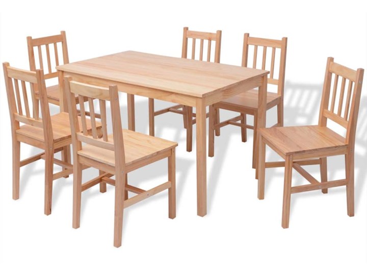 vidaXL Zestaw mebli do jadalni 7 elementów drewno sosnowe Liczba krzeseł 6 krzeseł
