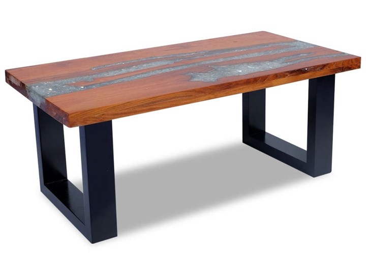 vidaXL Stolik kawowy z drewna tekowego i żywicy, 100x50 cm Drewno Styl Rustykalny