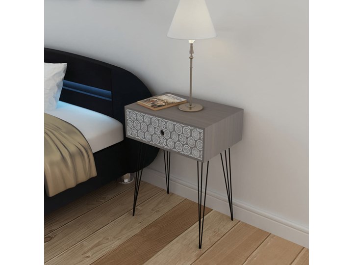 vidaXL Szafka nocna z szufladą, 2 szt., szara Stal Płyta laminowana Metal Kategoria Szafki i regały Płyta MDF Na zdjęcia Pomieszczenie Sypialnia