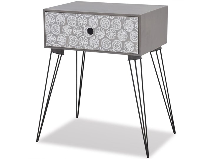 vidaXL Szafka nocna z szufladą, 2 szt., szara Na zdjęcia Stal Metal Płyta MDF Płyta laminowana Typ Nocne