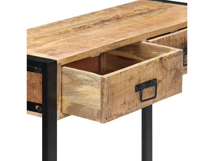 vidaXL Stolik typu konsola, 90 x 30 x 75 cm, lite drewno mango Głębokość 30 cm Z półką Stal nierdzewna Z szufladą Szerokość 90 cm Pomieszczenie Przedpokój