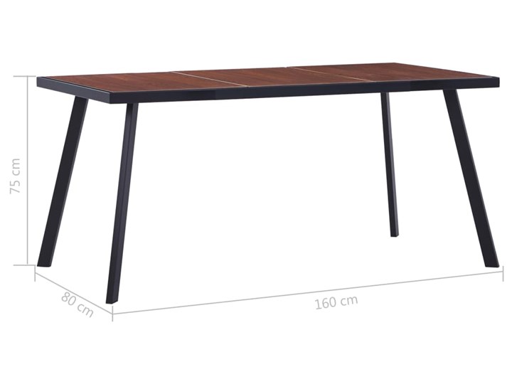vidaXL Stół jadalniany, ciemne drewno i czerń, 160x80x75 cm, MDF Metal Płyta MDF Rozkładanie