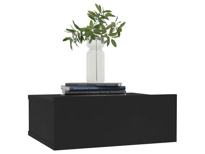 vidaXL Wisząca szafka nocna, czarna, 40 x 30 x 15 cm, płyta wiórowa Nocne Płyta meblowa Płyta MDF Uniwersalne Wiszące Płyta laminowana Styl Tradycyjny