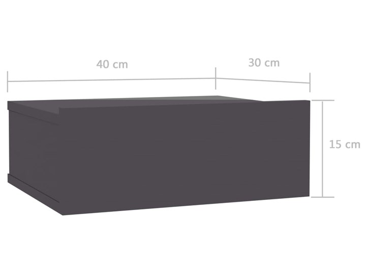 vidaXL Wiszące szafki nocne, 2 szt., wysoki połysk szare, 40x30x15 cm Płyta meblowa Szerokość 40 cm Głębokość 30 cm Płyta laminowana Płyta MDF Uniwersalne Pomieszczenie Sypialnia