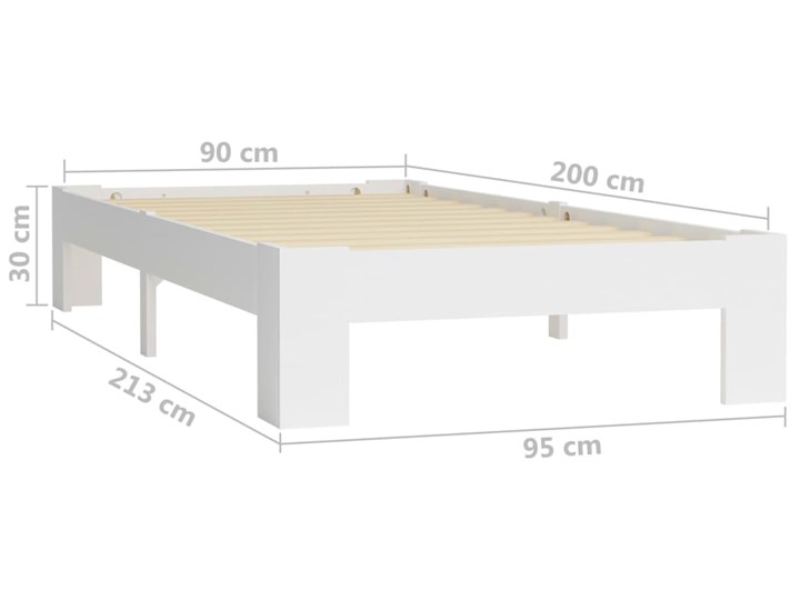 vidaXL Rama łóżka, biała, lite drewno sosnowe, 90 x 200 cm Łóżko drewniane Kategoria Łóżka do sypialni Liczba miejsc Jednoosobowe