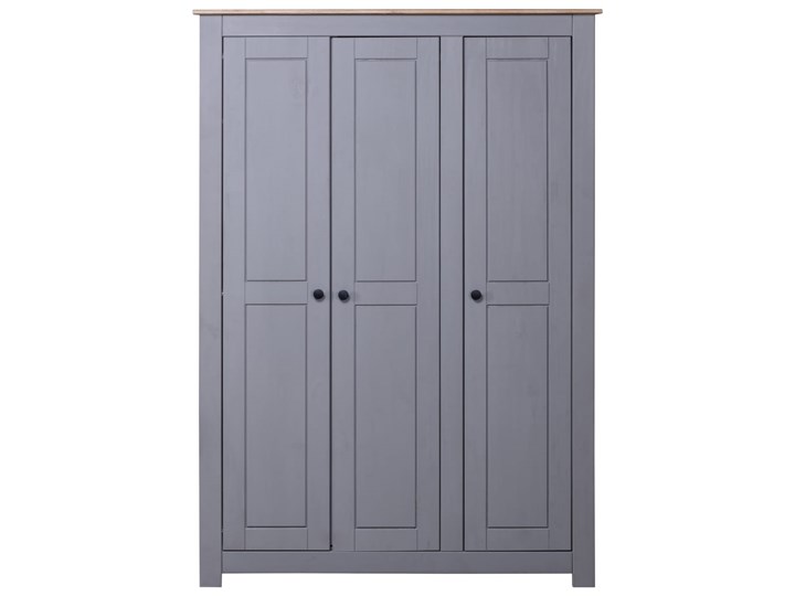 vidaXL Szafa trzydrzwiowa, szara, 118x50x171,5 cm, sosna, seria Panama Kolor Szary Głębokość 50 cm Szerokość 118 cm Drewno Pomieszczenie Garderoba