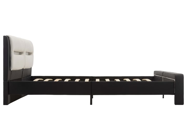 vidaXL Rama łóżka z LED, czarno-biała, sztuczna skóra, 140 x 200 cm Ekoskóra Kolor Czarny Skóra naturalna Łóżko skórzane Rozmiar materaca 140x200 cm