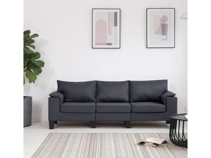 vidaXL 3-osobowa sofa, ciemnoszara, tapicerowana tkaniną Stała konstrukcja Kategoria Sofy i kanapy
