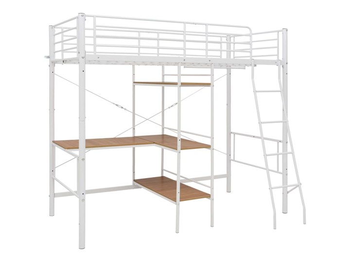 vidaXL Rama łóżka piętrowego z biurkiem, biała, metalowa, 90 x 200 cm Łóżko piętrowe Rozmiar materaca 90x200 cm