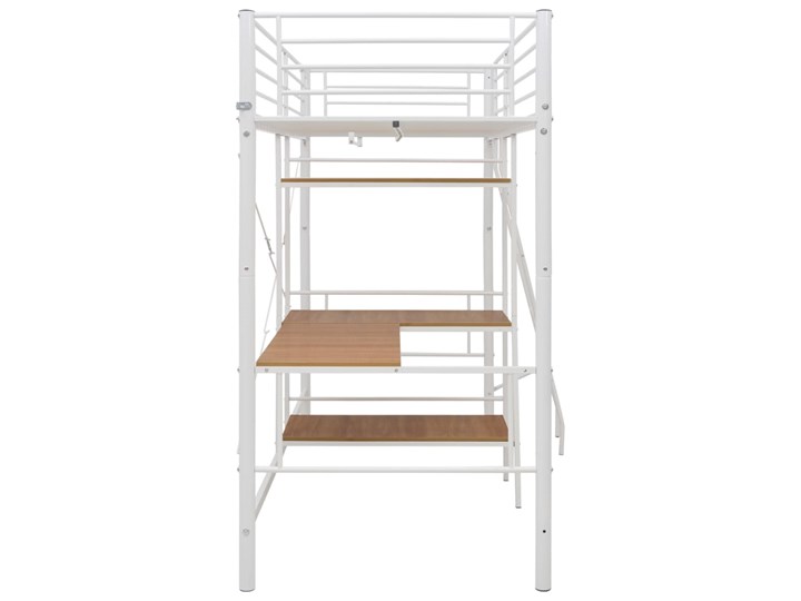vidaXL Rama łóżka piętrowego z biurkiem, biała, metalowa, 90 x 200 cm Łóżko piętrowe Kolor Biały