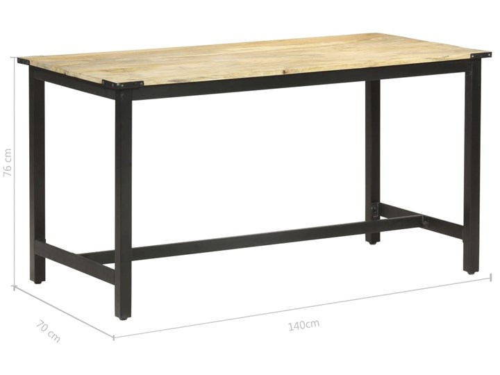 vidaXL Stół jadalniany, 140 x 70 x 76 cm, lite surowe drewno mango Stal Kształt blatu Prostokątny