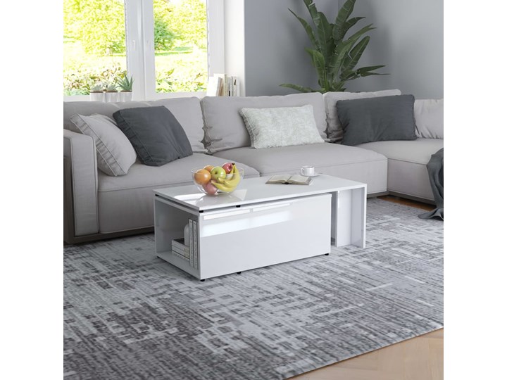 vidaXL Stolik kawowy, wysoki połysk, biały, 150x50x35cm, płyta wiórowa Wysokość 50 cm Wysokość 35 cm Długość 150 cm Kształt blatu Prostokątne Szerokość 50 cm Kategoria Stoliki i ławy