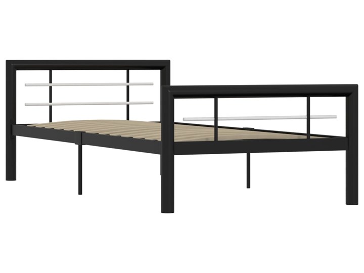 vidaXL Rama łóżka, czarno-biała, metalowa, 90 x 200 cm Kolor Biały Łóżko metalowe Kategoria Łóżka do sypialni