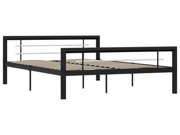 vidaXL Rama łóżka, czarno-biała, metalowa, 160 x 200 cm Łóżko metalowe Kolor Biały Rozmiar materaca 160x200 cm
