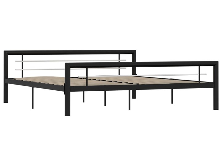vidaXL Rama łóżka, czarno-biała, metalowa, 180x200 cm Łóżko metalowe Kategoria Łóżka do sypialni