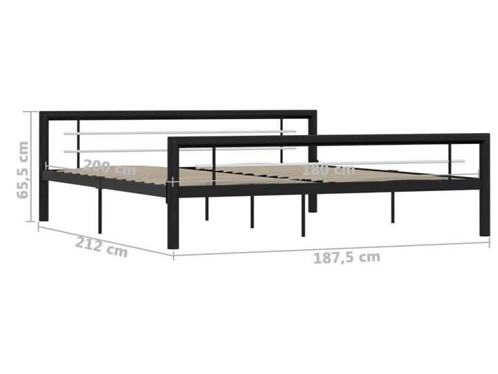 vidaXL Rama łóżka, czarno-biała, metalowa, 180x200 cm Kolor Czarny Łóżko metalowe Zagłówek Z zagłówkiem