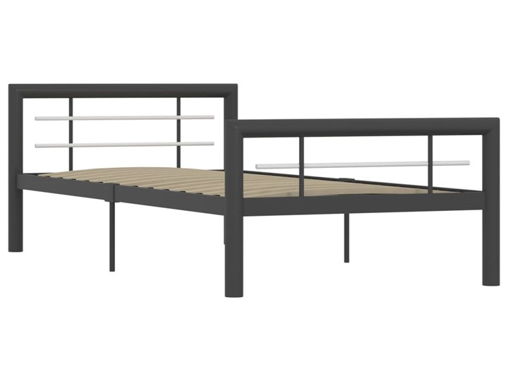 vidaXL Rama łóżka, szaro-biała metalowa, 100 x 200 cm Łóżko metalowe Kategoria Łóżka do sypialni Zagłówek Z zagłówkiem