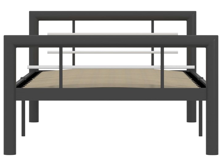 vidaXL Rama łóżka, szaro-biała metalowa, 100 x 200 cm Łóżko metalowe Zagłówek Z zagłówkiem