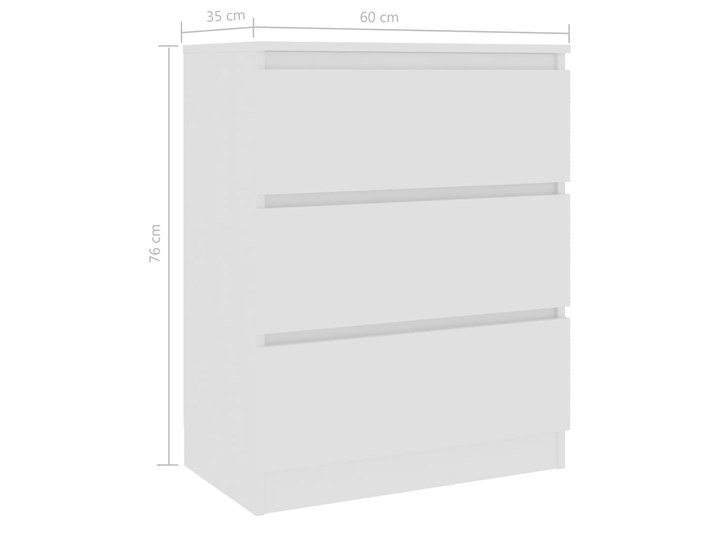 vidaXL Komoda, biała, 60x33,5x76 cm, płyta wiórowa Szerokość 105 cm Z szufladami Płyta MDF Kategoria Komody