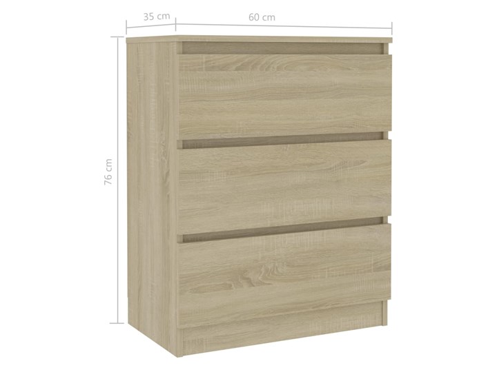 vidaXL Komoda, dąb sonoma, 60x33,5x76 cm, płyta wiórowa Z szufladami Szerokość 105 cm Pomieszczenie Sypialnia Płyta MDF Pomieszczenie Garderoba