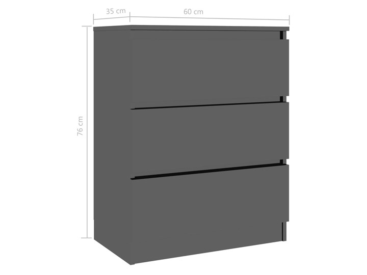 vidaXL Komoda, czarna na wysoki połysk, 60 x 33,5 x 76 cm, płyta wiórowa Szerokość 105 cm Płyta MDF Z szufladami Pomieszczenie Pokój nastolatka