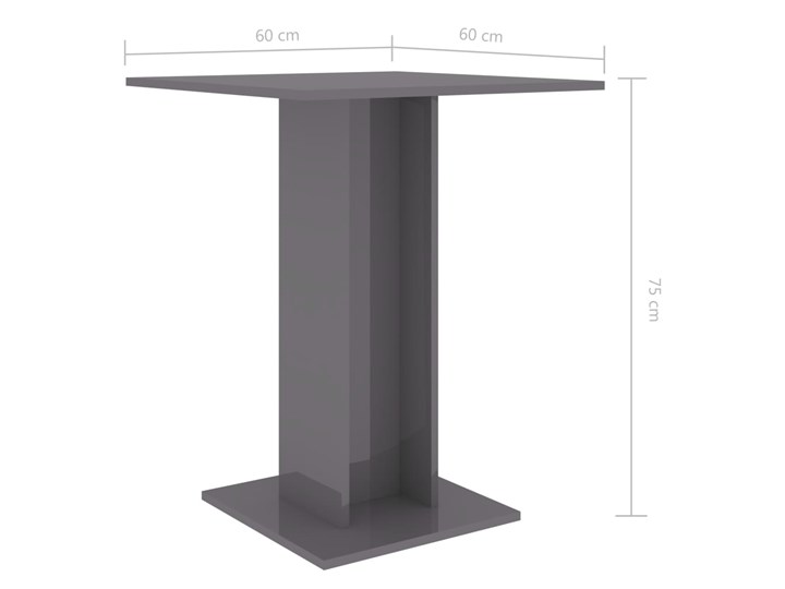 vidaXL Stolik bistro, wysoki połysk, szary, 60x60x75 cm, płyta wiórowa Płyta MDF Średnica