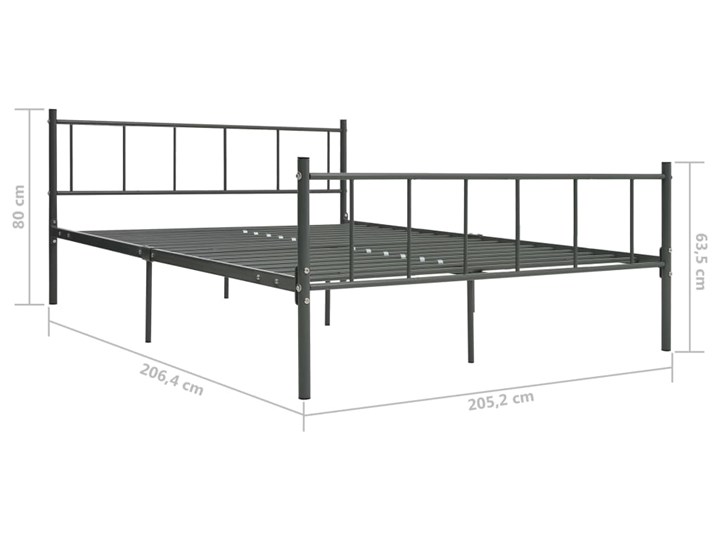 vidaXL Rama łóżka, szara, metalowa, 200 x 200 cm Łóżko metalowe Styl Tradycyjny