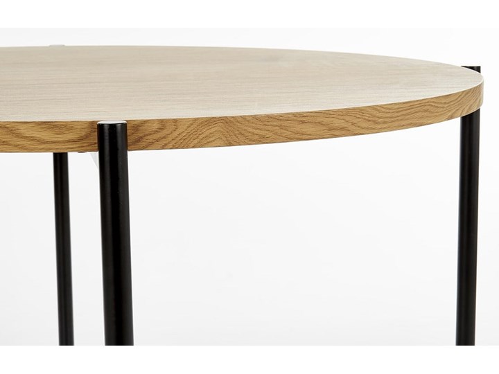 Nowoczesny okrągły stół złoty dąb loftowy Kolor Brązowy Szerokość 120 cm Długość 120 cm Płyta laminowana Metal Stal Wysokość 76 cm Drewno Płyta MDF Rozkładanie