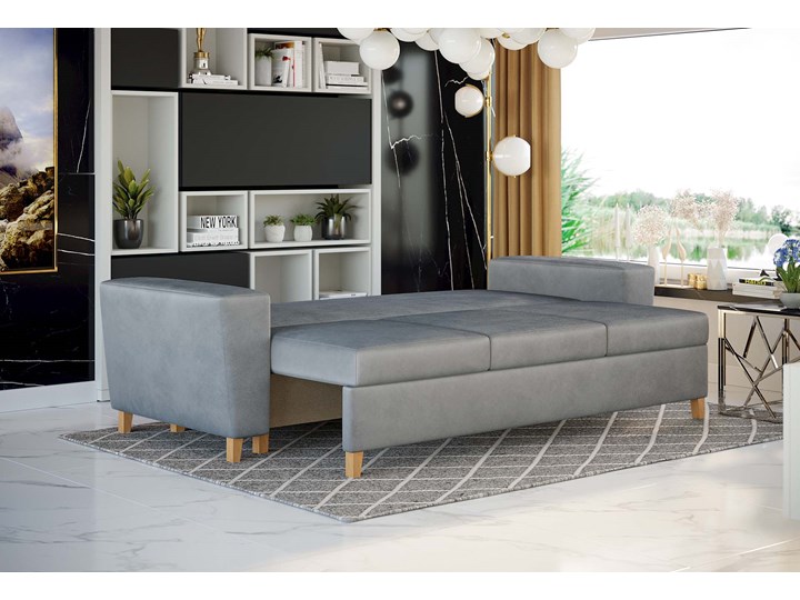 NOWOCZESNA SOFA DO SALONU Z POJEMNIKIEM - ELIO - TKANINA VELUTTO Głębokość 90 cm Stała konstrukcja Kolor Szary