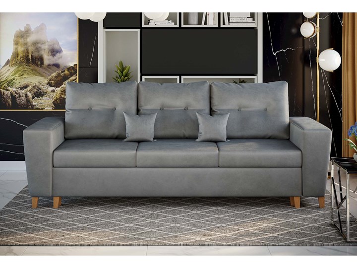 NOWOCZESNA SOFA DO SALONU Z POJEMNIKIEM - ELIO - TKANINA VELUTTO Stała konstrukcja Głębokość 90 cm Kolor Szary
