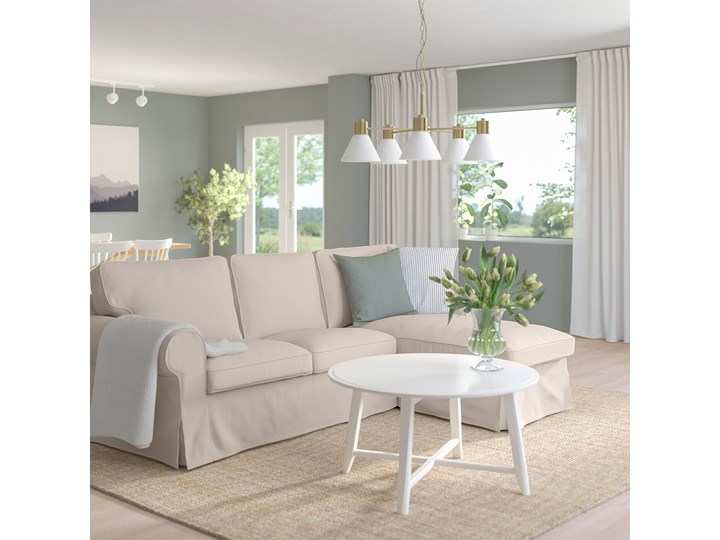 IKEA EKTORP Sofa 3-osobowa z szezlongiem, Totebo jasnobeżowy, Szerokość: 252 cm Prawostronne Kategoria Narożniki