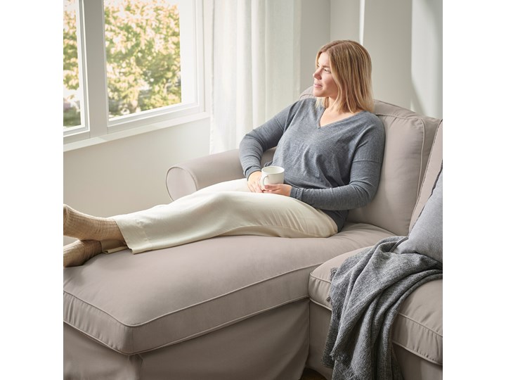 IKEA EKTORP Sofa 3-osobowa z szezlongiem, Totebo jasnobeżowy, Szerokość: 252 cm Prawostronne Nóżki Bez nóżek Kategoria Narożniki