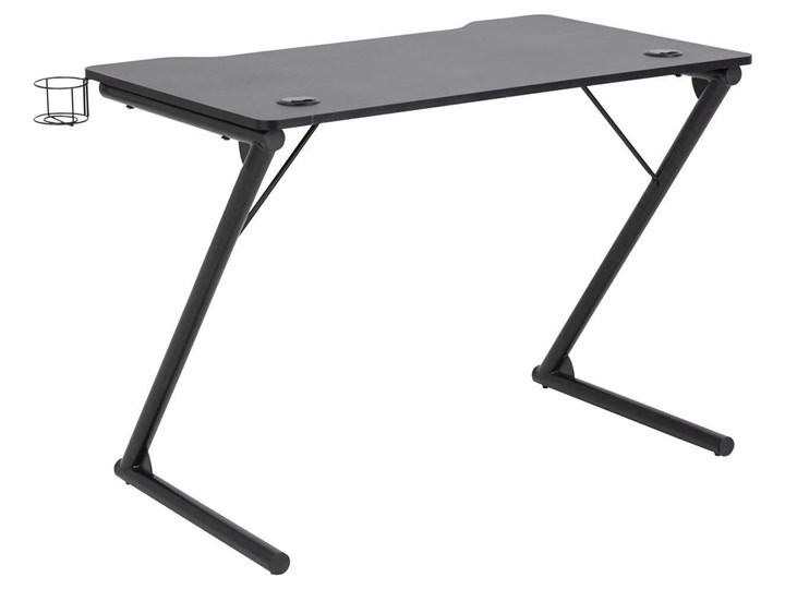 Czarne biurko gamingowe z przepustnicą na kable Smet Metal Płyta MDF Głębokość 60 cm Biurko z nadstawką Szerokość 100 cm Styl Nowoczesny Kolor Czarny