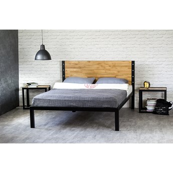 Łóżko drewniane z ramą metalową "Kori" z jednym szczytem