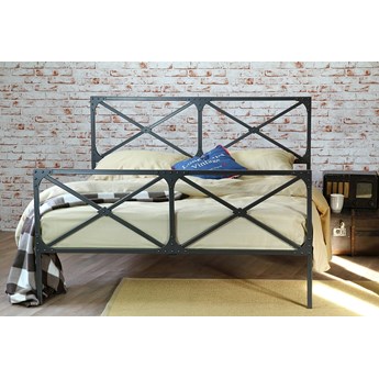 Łóżko industrialne metalowe "Loft" z dwoma szczytami